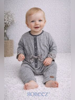 ROBEEZ Baby Gray Cotton Modal Jumpsuit NWT 3-6M